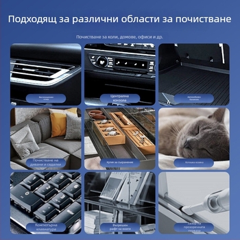 Ръчна безжична прахосмукачка за кола и дом, модел 501, всичко-в-едно интелигентна. Мощност 300W; всмукване 16000Pa; батерия 60–90 мин; безжично презареждане; функции: стерилизация, премахване на акари, против запушване.