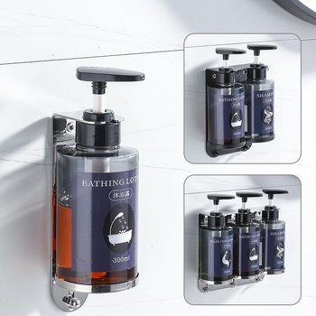 Стенен държач за душ с дозатор за течен сапун и държач за дезинфектант, изработен от 304 неръждаема стомана, огледално полиране, за хотелски апартаменти