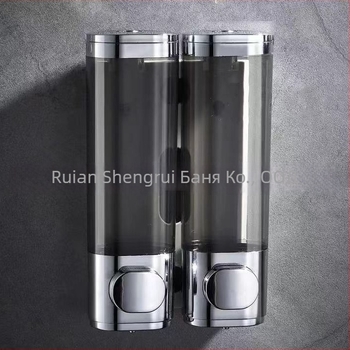 Стенно монтиран ръчен дозатор за сапун, дезинфектант, шампоан и душ гел (материал: пластмаса; подходящ за хотелска баня; стенен монтаж; функция: ръчно натискане)