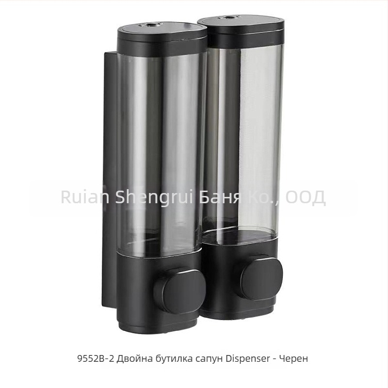 Стенно монтиран ръчен дозатор за сапун, дезинфектант, шампоан и душ гел (материал: пластмаса; подходящ за хотелска баня; стенен монтаж; функция: ръчно натискане)