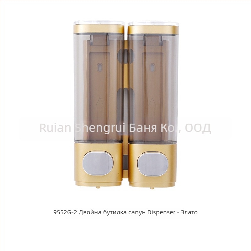 Стенно монтиран ръчен дозатор за сапун, дезинфектант, шампоан и душ гел (материал: пластмаса; подходящ за хотелска баня; стенен монтаж; функция: ръчно натискане)