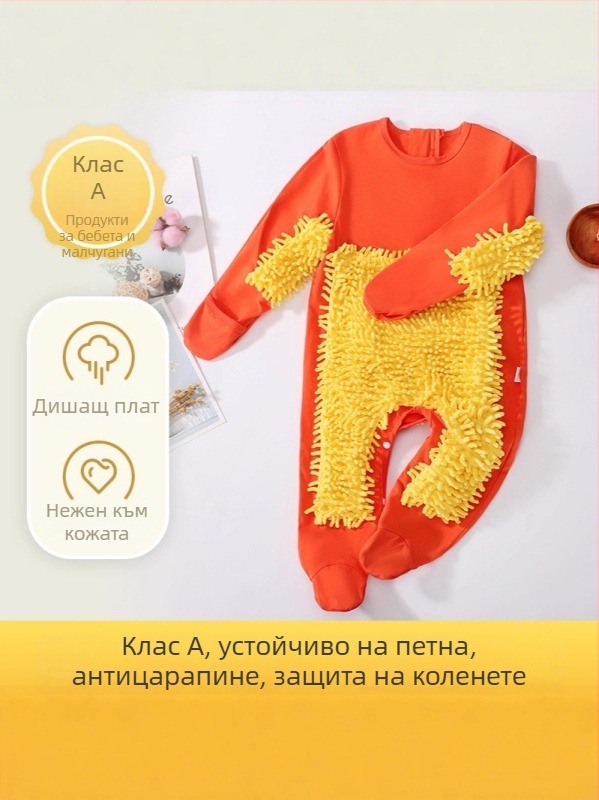 Детски гащеризон за пълзене през есенно-зимния сезон, 95% памук + 5% еластан, унисекс, дебел, дълги ръкави