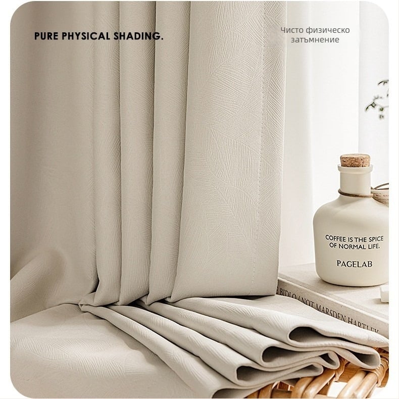 Флорална жакардова двойна завеса със прозрачен тюл за ъглов прозорец – пълно blackout, полиестерна тъкан, стил лек лукс