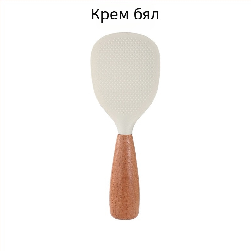 Кухненска силиконова лъжичка за готвене с дървена дръжка, термоустойчива и многофункционална, модерен минималистичен стил