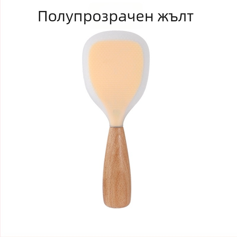 Кухненска силиконова лъжичка за готвене с дървена дръжка, термоустойчива и многофункционална, модерен минималистичен стил