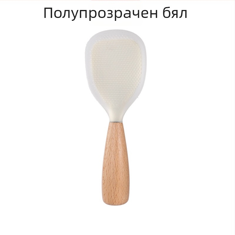 Кухненска силиконова лъжичка за готвене с дървена дръжка, термоустойчива и многофункционална, модерен минималистичен стил