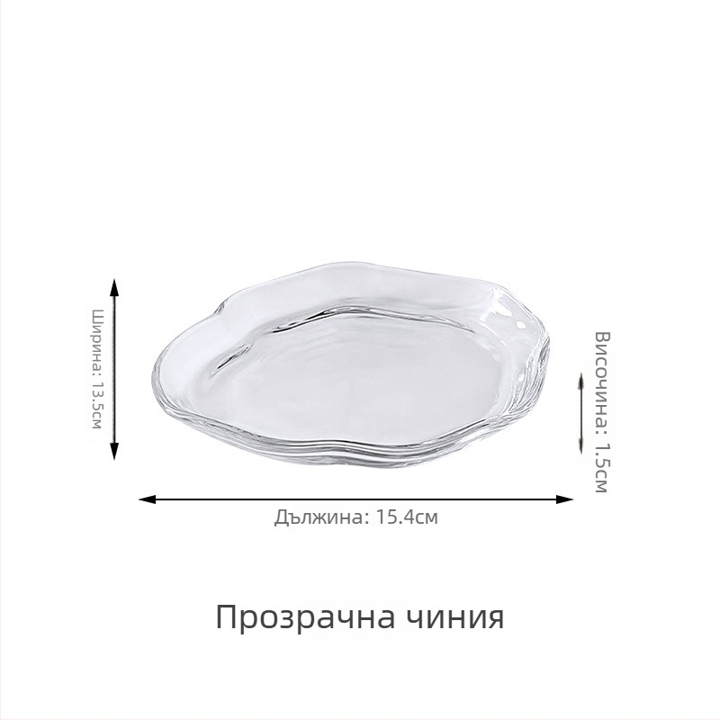 Комплект стъклени десертни купи, неравна форма, японски стил, едноцветен дизайн