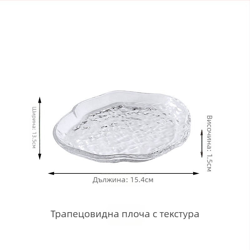 Комплект стъклени десертни купи, неравна форма, японски стил, едноцветен дизайн