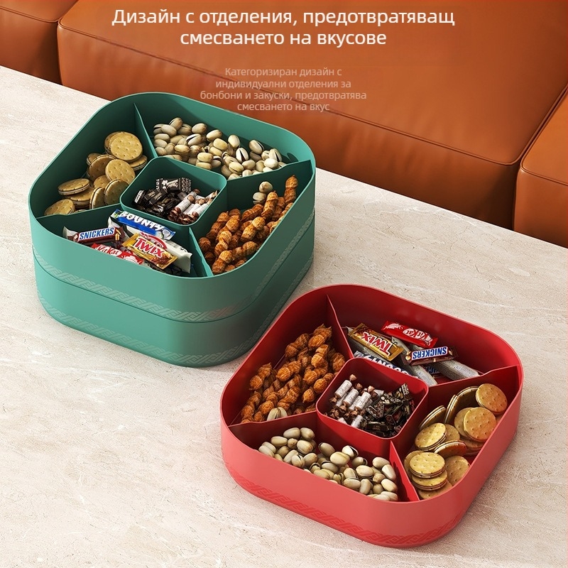 Huiyi пластмасова чиния за плодове с въртящи се многослойни разделители – 2022 Първо качество