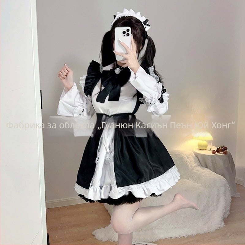 Рокля за прислужница в готик Lolita стил за косплей — полиестер, съдържание на основната тъкан 50–70%, пролет 2024, подходяща за игри, аниме и RPG