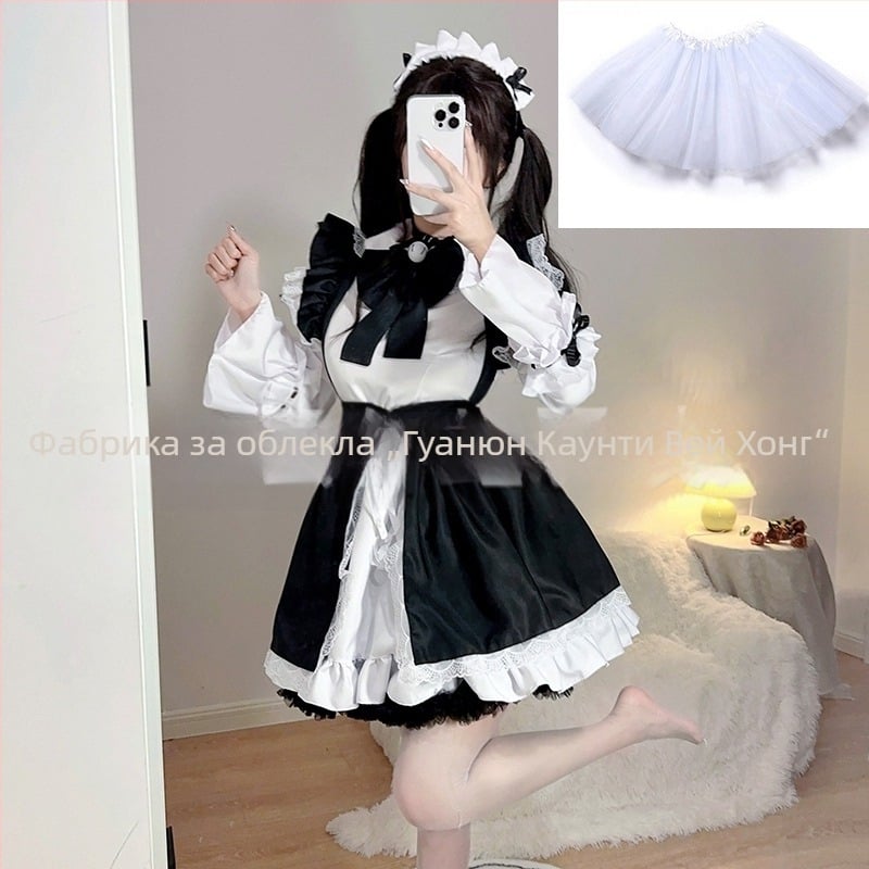 Рокля за прислужница в готик Lolita стил за косплей — полиестер, съдържание на основната тъкан 50–70%, пролет 2024, подходяща за игри, аниме и RPG
