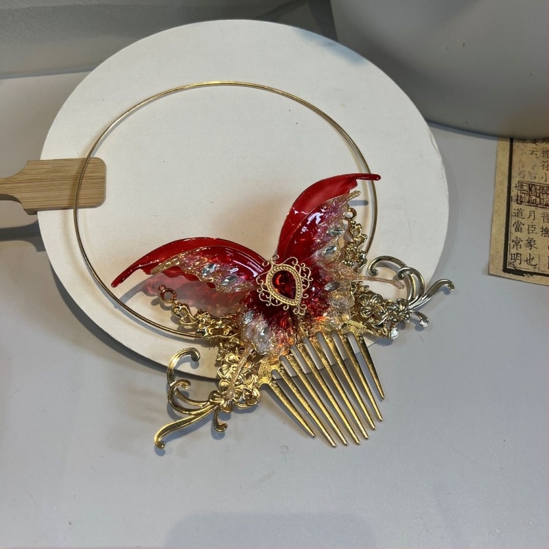 Украса за глава от сплав с пискюл, винтидж дамски стил, ръчна изработка, индивидуално опакована (Материал: сплав; Стил: винтидж; Обработка: ръчна; Опаковка: индивидуално опакована)