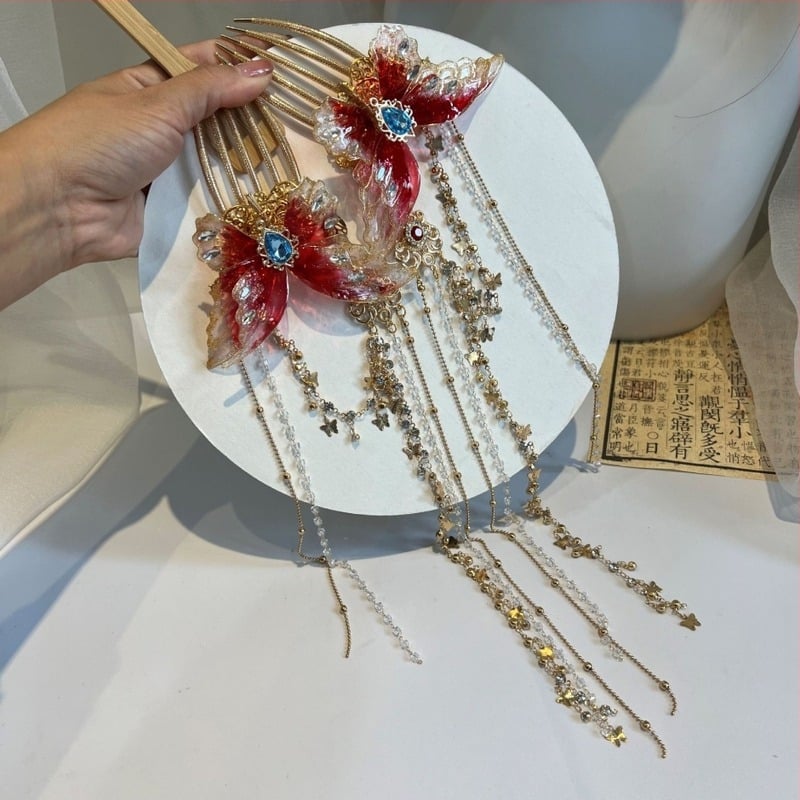 Украса за глава от сплав с пискюл, винтидж дамски стил, ръчна изработка, индивидуално опакована (Материал: сплав; Стил: винтидж; Обработка: ръчна; Опаковка: индивидуално опакована)