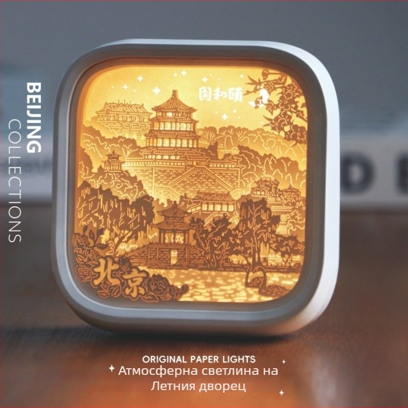 Beijing Summer Palace Liuguang хартиено-резбована лампа за нощно осветление, сувенирна украса, копринено цвете, модел 985, без персонализация