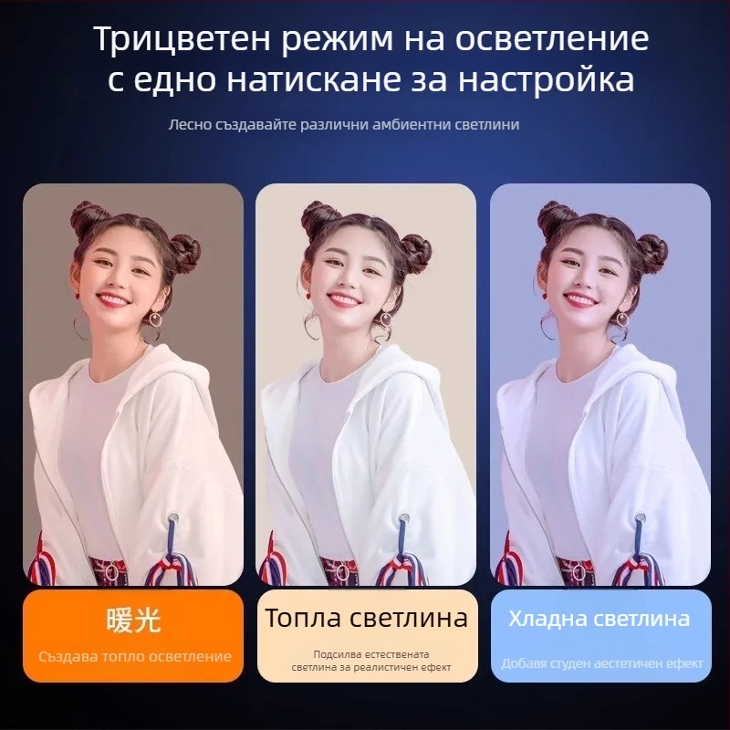 LED светлина за мобилно стриймване и фотография, настолна употреба, 15W, 10V, три температури на цвета, модел 000159, Love Rain Spirit