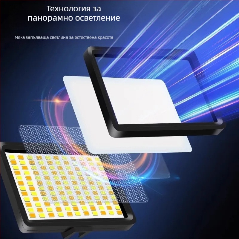 LED светлина за мобилно стриймване и фотография, настолна употреба, 15W, 10V, три температури на цвета, модел 000159, Love Rain Spirit