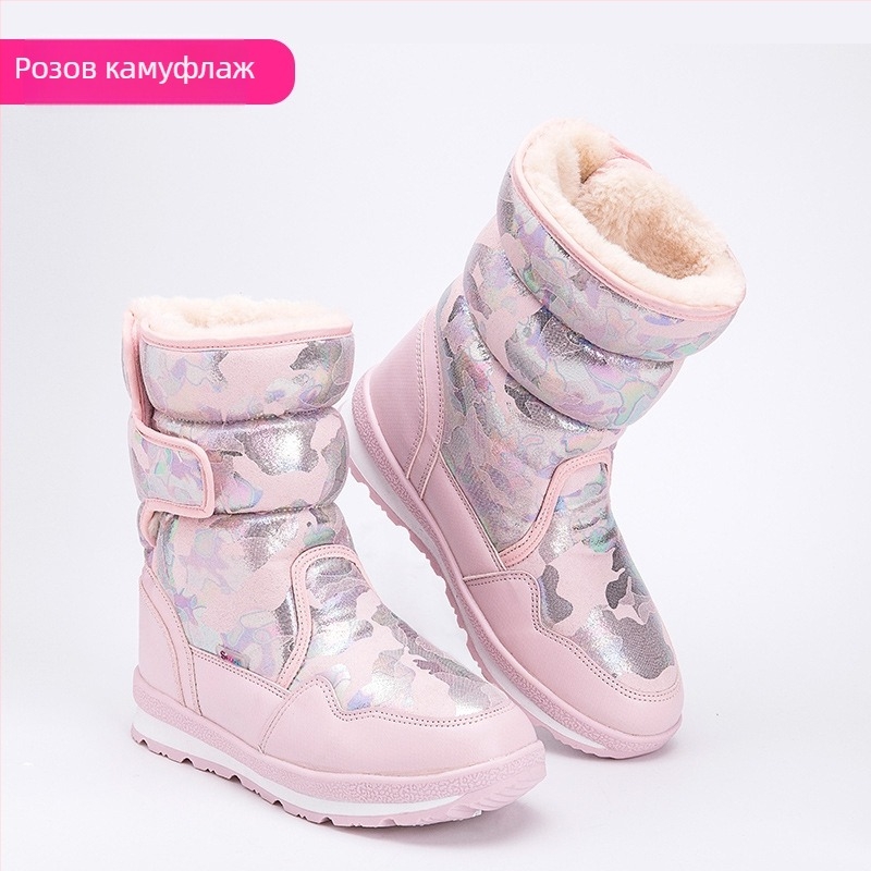 Мъжки зимни снегоботушки, водоустойчиви, противохлъзгащи, подплатени с изкуствен плюш, с удебелена конструкция и гумена подметка