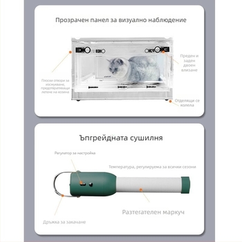 Кутия за сушене на домашни любимци – тип без въртяща се раменна система, 1600–1999 W, АС мотор, гофрирана нагревателна жица