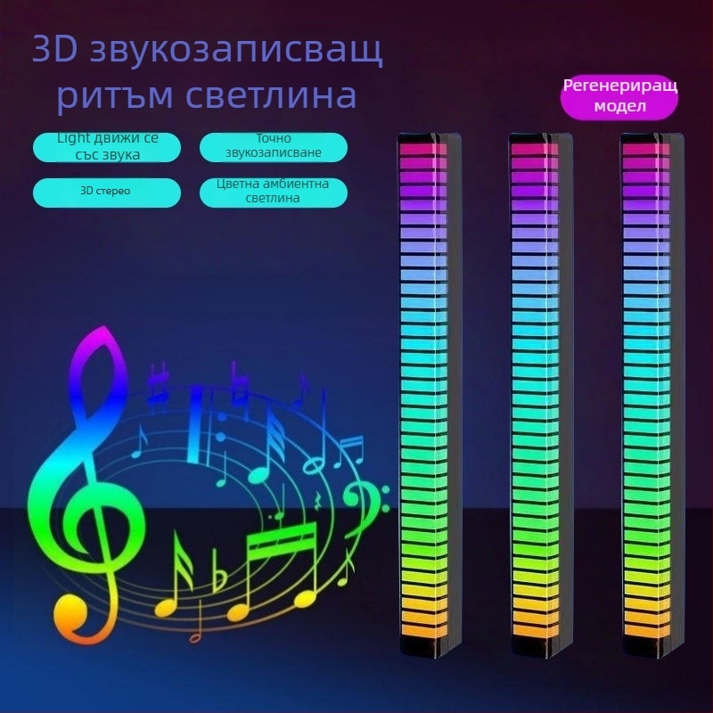 3D LED осветление за интериора на автомобила с контрол на звука и ритмично осветление, модел L026, монтаж със самозалепващи ленти без следи