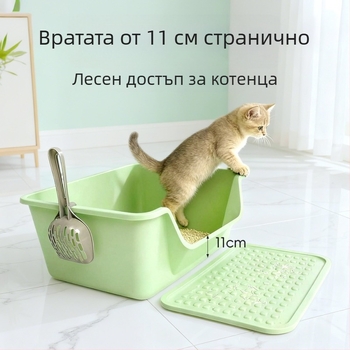 Котешка кутия за пясък, ПП материал, квадратна форма, отворена тоалетна, стандартни спецификации