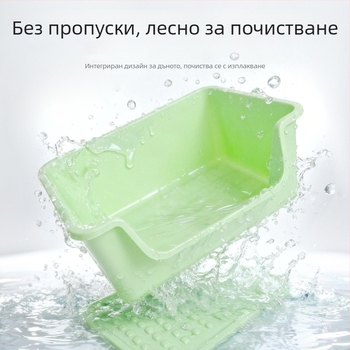 Котешка кутия за пясък, ПП материал, квадратна форма, отворена тоалетна, стандартни спецификации