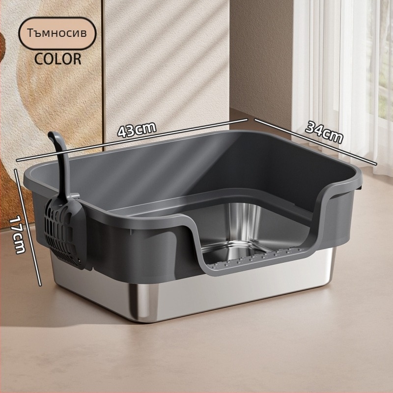 Котешка тоалетна кутия с горно влизане, открита конструкция, PP материал, Pebele марка, подходяща за котки до 7,5 кг