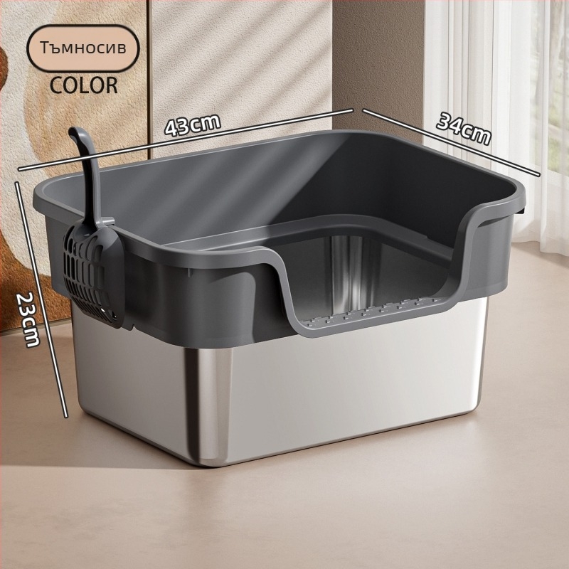 Котешка тоалетна кутия с горно влизане, открита конструкция, PP материал, Pebele марка, подходяща за котки до 7,5 кг