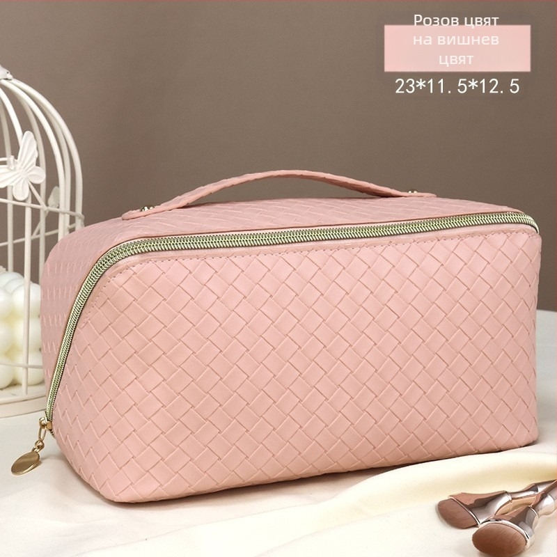 PU кожена козметична чанта с геометричен модел, закопчаване с цип, унисекс, чанта за съхранение за ежедневна употреба