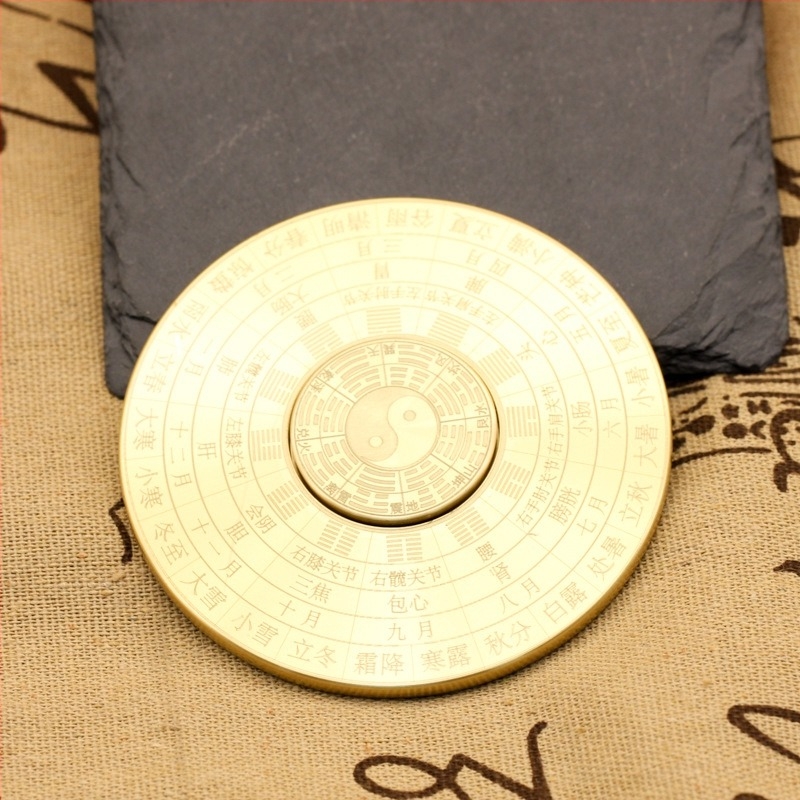 Латунов компас и фиджет гироскоп – декоративна украса Copper Master, латунни украси, домашен декор в китайски стил