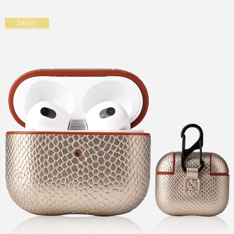 AirPods 3 PU кожен калъф, твърд корпус, ръчна изработка, персонализируем, съвместим с AirPods 3