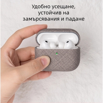Lopie калъф за Apple AirPods Pro — PU, цялостна защита, ръчна изработка, текстурен дизайн, поддържа персонализация