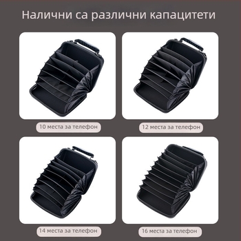 Чанта за мобилни телефони, с множество отделения за карти, твърд корпус в стил кутия, оксфордова тъкан, унисекс, за 16 смартфона