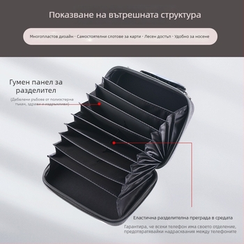Чанта за мобилни телефони, с множество отделения за карти, твърд корпус в стил кутия, оксфордова тъкан, унисекс, за 16 смартфона