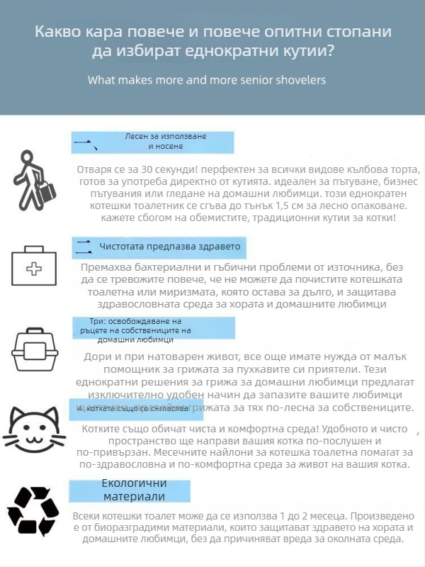 Сгъваема еднократна котешка тоалетна – полузатворена, водоустойчива и преносима