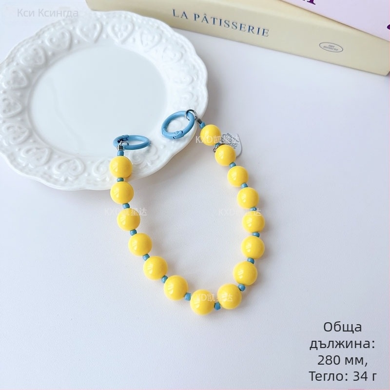 Връзка за калъф за телефон с геометрична мъниеста верига, ръчна изработка, пластмасов мултифункционален аксесоар