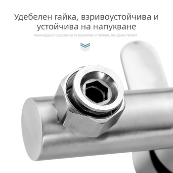 Смесител за душ и вана от неръждаема стомана, вграждане в стената, с тройно управление, керамичен клапан, 0–90°C