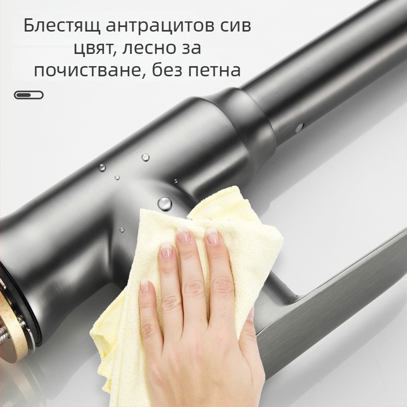 Кухненски смесител от медно тяло, модел 9001, двойна конструкция, керамичен картридж клапан, смесител за мивка