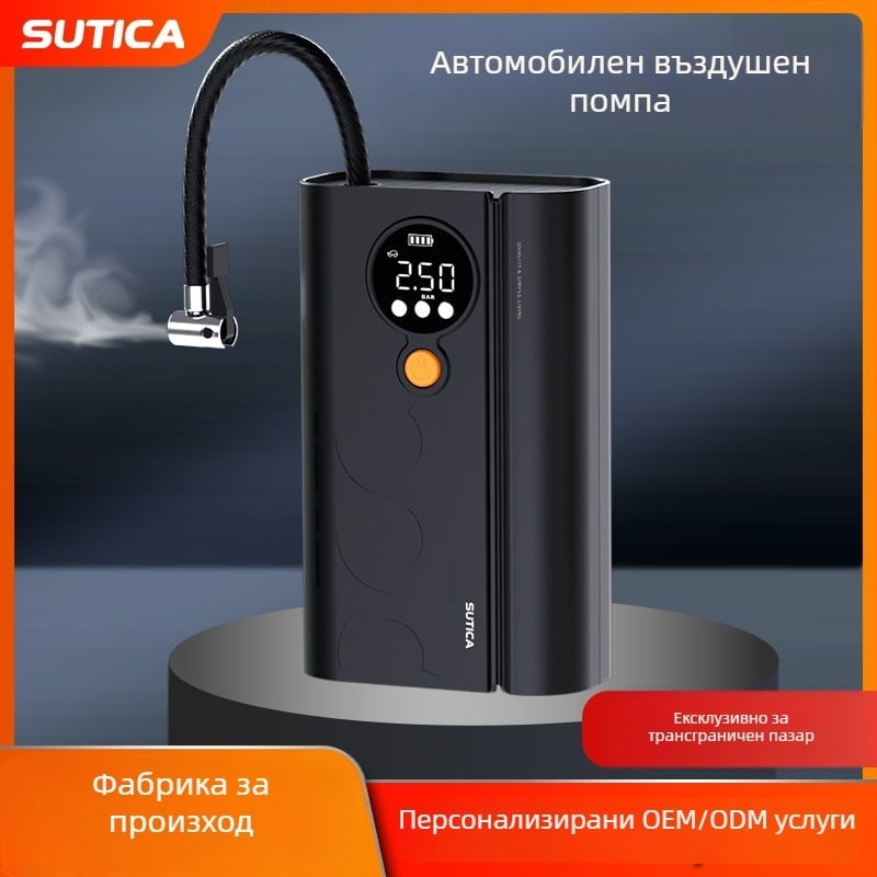 Безжична автомобилна помпа за надуване с цифров дисплей и манометър за гуми | 12V, 120W, ABS корпус, USB или запалка за захранване, дълъг кабел 3 м/1 м, едноцилиндров дизайн