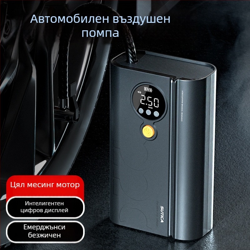 Безжична автомобилна помпа за надуване с цифров дисплей и манометър за гуми | 12V, 120W, ABS корпус, USB или запалка за захранване, дълъг кабел 3 м/1 м, едноцилиндров дизайн