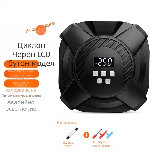 Преносима помпа за гуми за автомобили, 12V, 120W, 35 л/мин, цифров дисплей, USB зареждане