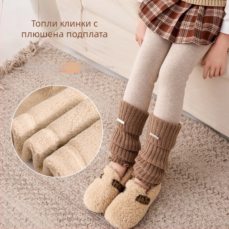 Детски зимни легинси за момичета с подплата от флийс, висока талия, дълги, 80% памук, за деца 3–8 г