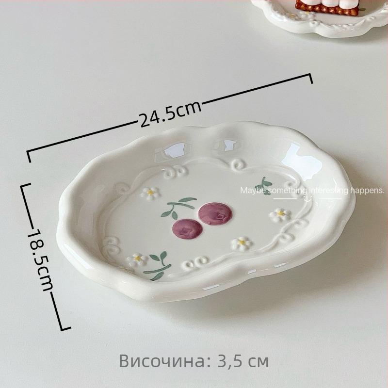 Порцеланова чиния, цветен дизайн с цветя, корейски стил, подглазурно оцветяване, подходяща за микровълнова