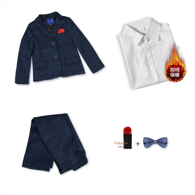 Детски костюм в британски стил за есен-зима, еднобортово сако, основен полиестер 80%, за деца 3–8 години, есен 2025.