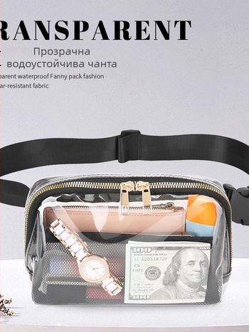 Спортна талийна чанта - водоустойчива TPU, reguliruемо съхранение, прозрачен PVC джоб за външна употреба