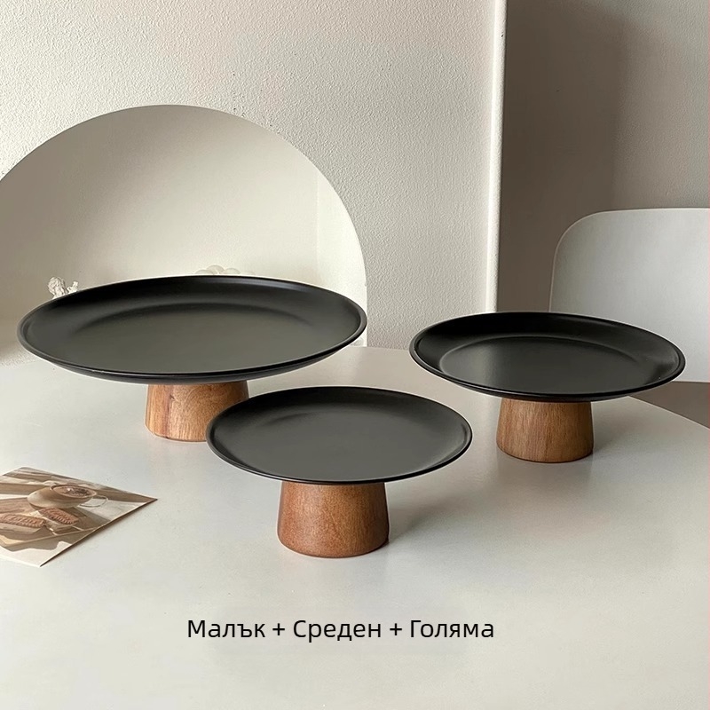 Поднос за плодове от неръждаема стомана с високо основание, дисплейна тава за закуски за кафе масичка, подходящ за домашна и търговска употреба