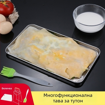 Правоъгълна тава от удебелена неръждаема стомана за печене и пара — микровълнова безопасна, персонализация и печат на лого