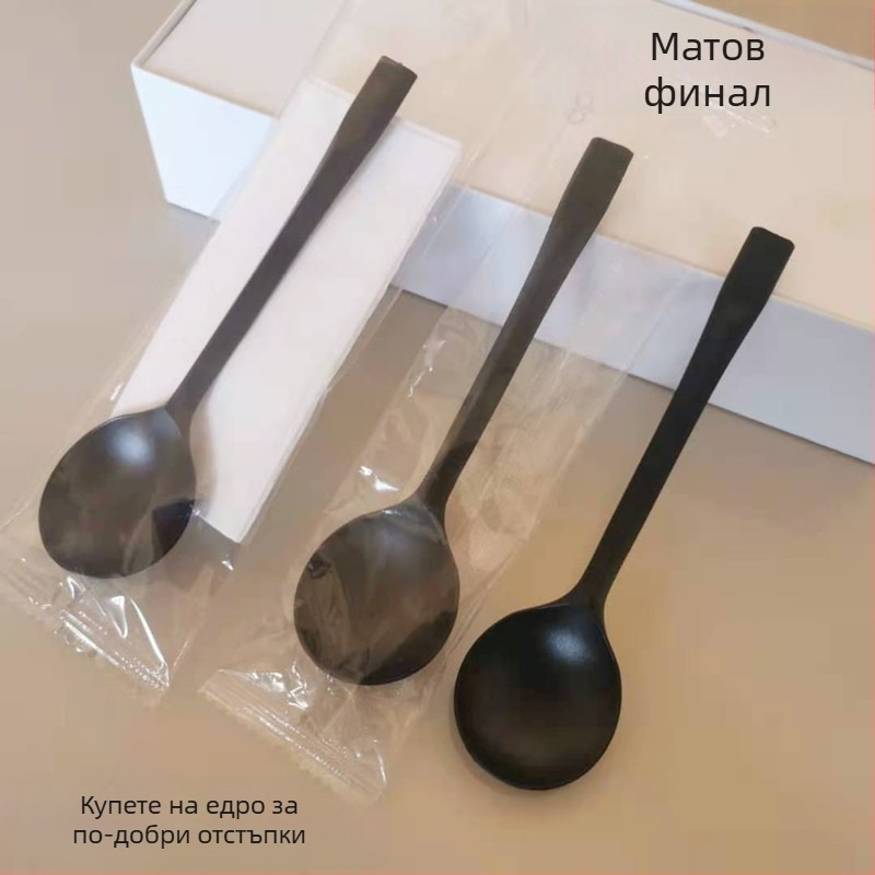 Еднократни пластмасови лъжици, индивидуално опаковани, удебелен дизайн, PP материал, подходящи за изнасяне и десерти