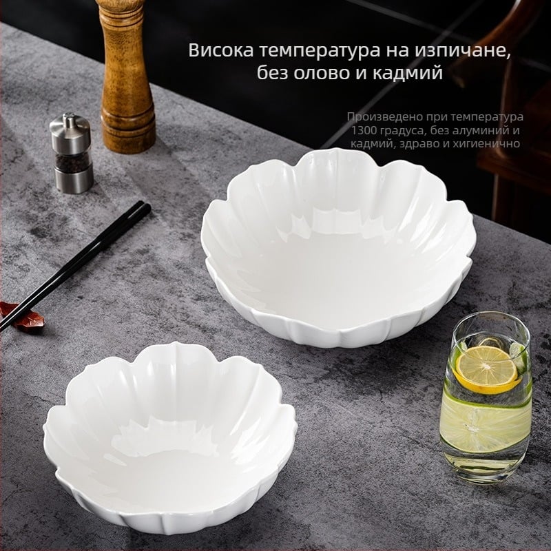 Порцеланова купа за супа, кръгла, микровълнова безопасна, за хотели и ресторанти, нов китайски стил
