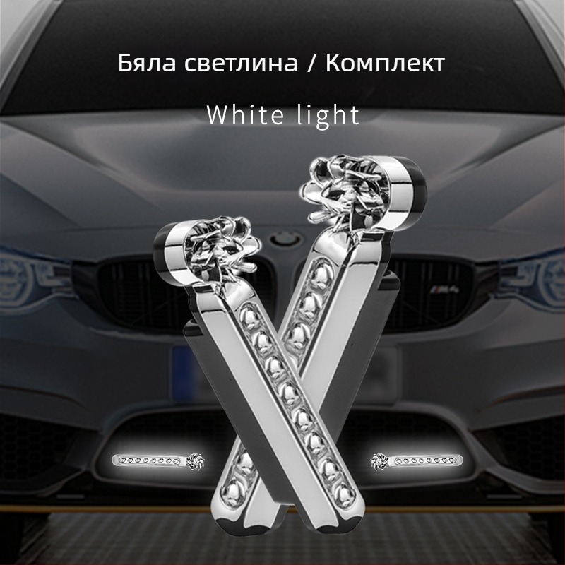 Curdy Вятърно дневно осветление — LED дневни светлини за автомобили, захранвани от вятър, без кабели, лампа със средна решетка