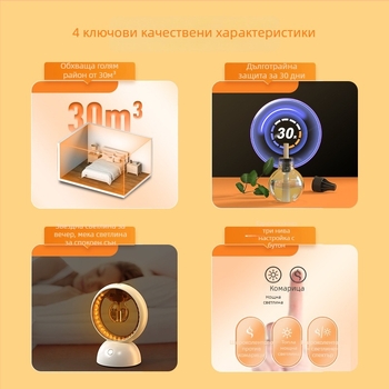 Комарогонна лампа с UV светлина, модел Стар група, обхват 21–30 м², ABS корпус, репелент с етерично масло